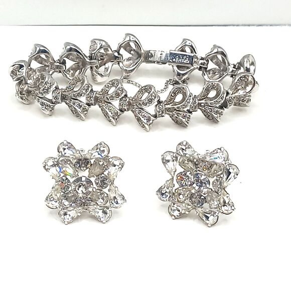 KRAMER of NY Wedding Vintage Bracelet Earrings SIGNED - Picture 1 of 11
